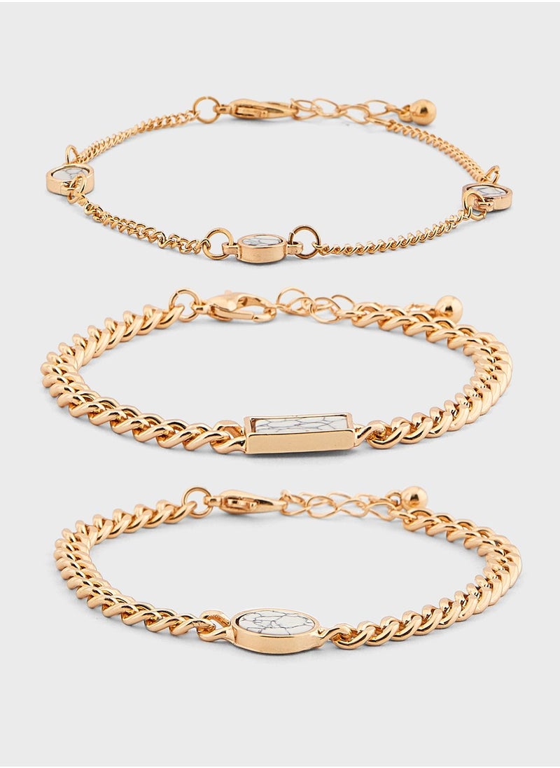 Ginger - Multipack Marble Detail Bracelets - Image 1