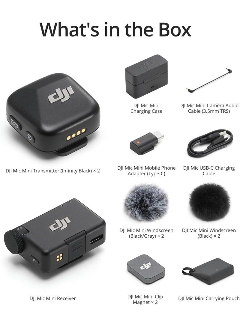 DJI Mic Mini (2 TX + 1 RX + Charging Case), Ultralight, Detail-Rich Audio, 48h Use, Noise Cancelling, Automatic Limiting, Wireless Microphone for Camera/iPhone/Android, Vlog, Streaming - Image 4
