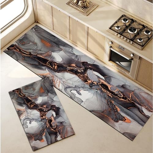 proxin 2 Pcs Kitchen Mats, Waterproof Memory Foam Kitchen Rugs, Standing Desk Mat Floor Mats, Comfort Runner Rug Carpets for Kitchen Floor, Sink (Color 4) - Image 1