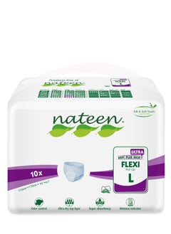nateen Nateen Flexi Ultra Adult Diapers Pants, ultima absorbency Incontinence Pull Ups, Large,Waist Size 110-170cm,10 Count Adult Pants diaper ,Superior Comfort,Excellent Combination of Protection. (10 Count)  - Image 1