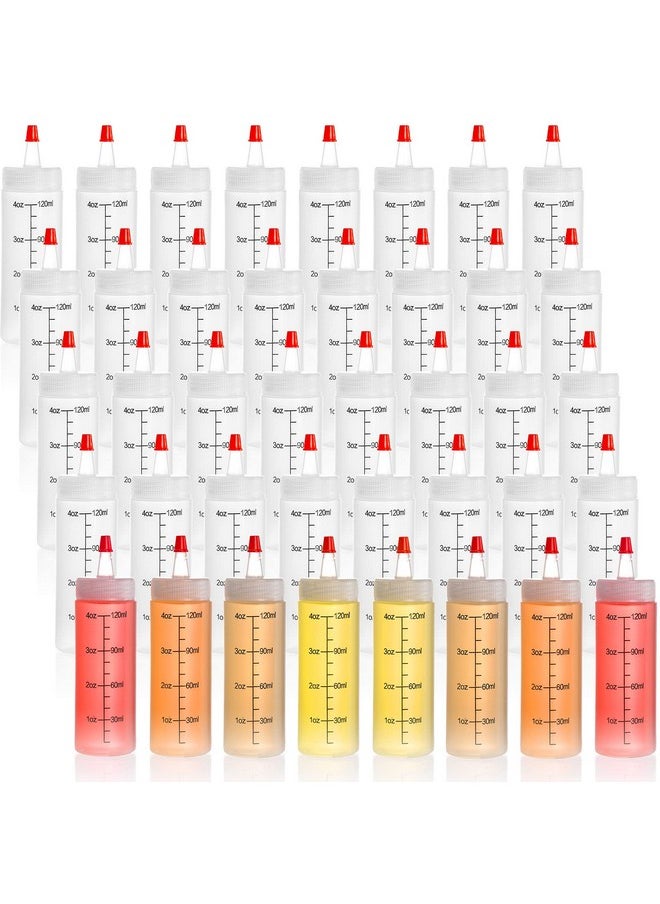 Foraineam Foraineam 40 Pack 4 oz (120 ml) Small Condiment Squeeze Bottles with Red Tip Cap and Measurement, Durable Plastic Squirt Bottle for for Cookie Decorating, Sauces, Syrup, Salad, Arts and Crafts  - Image 1