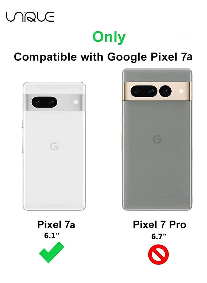 يونيك متوافق مع جوجل بكسل 7A القضية، مطلي حالات مضادة للخدش مع 360 درجة حامل حلقة حامل، لينة مرنة TPU الوفير صدمات القضية لجوجل بكسل 7A - أسود - Image 2