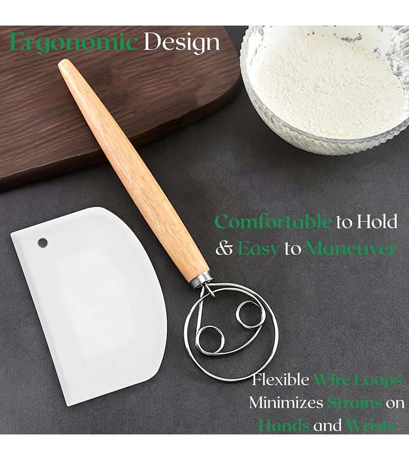 9 Piece Sourdough Baking Kit with Dough Scraper Spare Blades Paddle Blade - Image 5