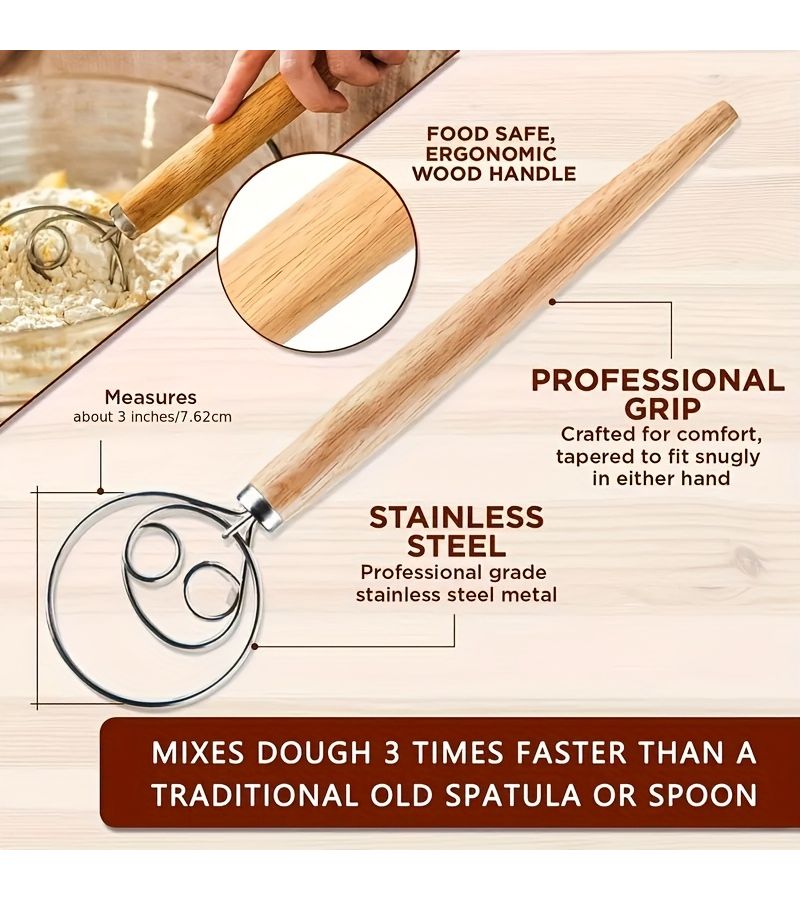 9 Piece Sourdough Baking Kit with Dough Scraper Spare Blades Paddle Blade - Image 3