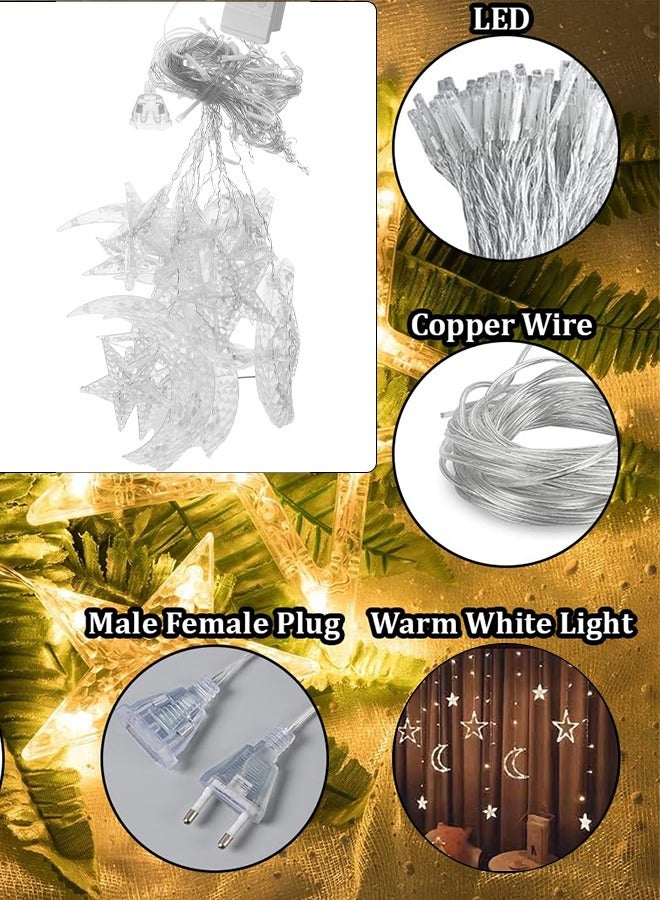 Eworld LED String Lights with 8 Lighting Modes for Eid and Ramadan Decorations, Islamic Night Lights Featuring 9 Stars and 3 Crescents Design, USB and Battery Powered, Waterproof and Safe for Indoor and Outdoor Use - Image 2