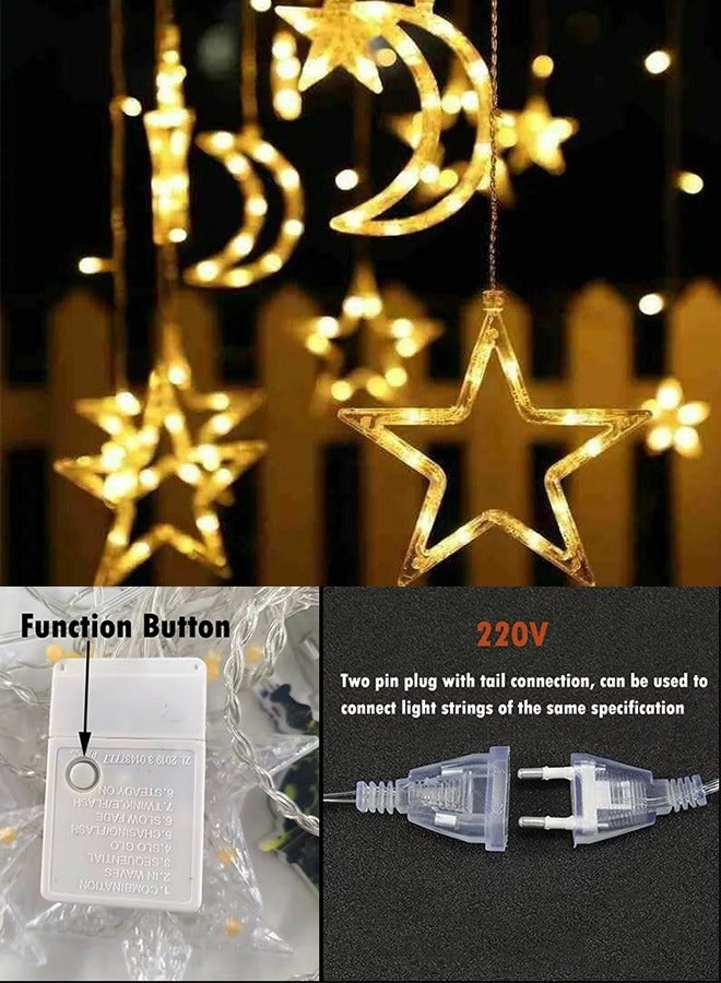 Eworld LED String Lights with 8 Lighting Modes for Eid and Ramadan Decorations, Islamic Night Lights Featuring 9 Stars and 3 Crescents Design, USB and Battery Powered, Waterproof and Safe for Indoor and Outdoor Use - Image 3