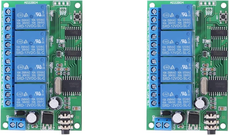 2PCS AD22B04 12V 4 Channel DTMF Audio Decoding Relay Control Commands Modifiable Remote Control Module - Image 1