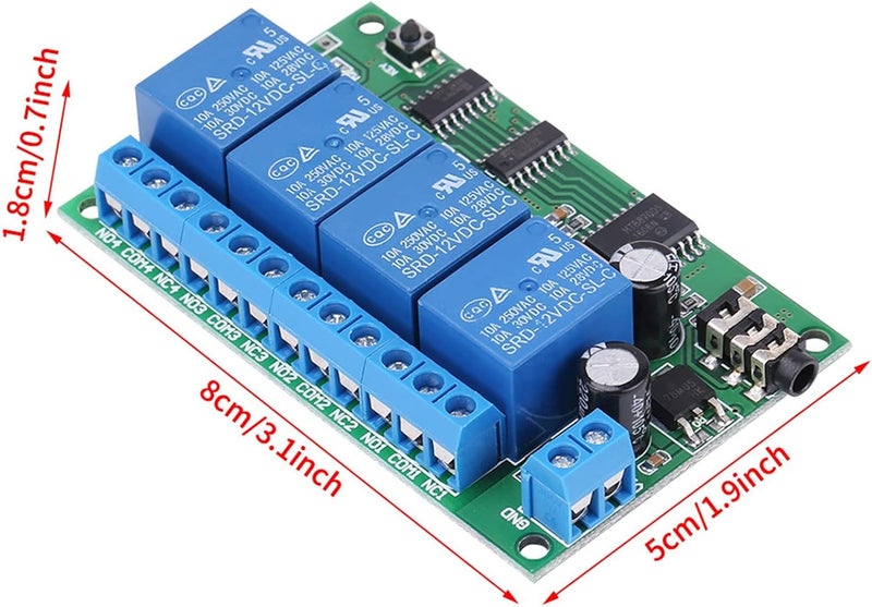2PCS AD22B04 12V 4 Channel DTMF Audio Decoding Relay Control Commands Modifiable Remote Control Module - Image 3