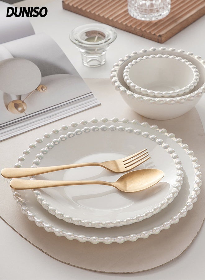 DUNISO 4-Piece Eco-Friendly and Food-Grade Ceramic Dinnerware set，High Quality Porcelain Set，Dishware Set Includes 1*10 inch Plate, 1*8 inch Plate，1*4.5 inch Bowl，1*6 inch Bowl - Image 1