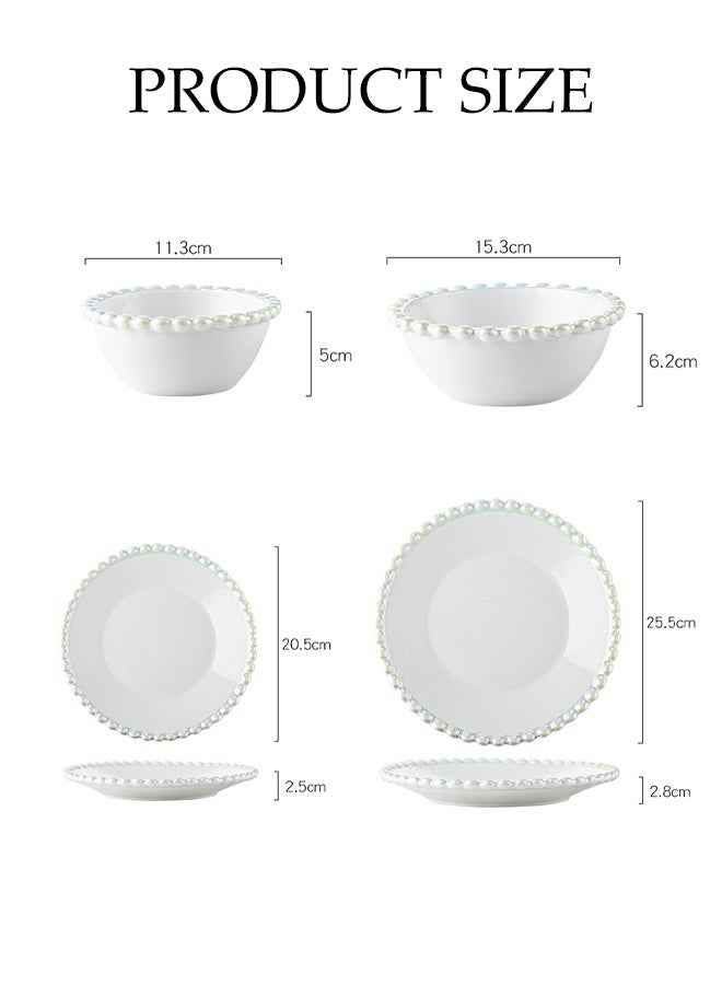 DUNISO 4-Piece Eco-Friendly and Food-Grade Ceramic Dinnerware set，High Quality Porcelain Set，Dishware Set Includes 1*10 inch Plate, 1*8 inch Plate，1*4.5 inch Bowl，1*6 inch Bowl - Image 2