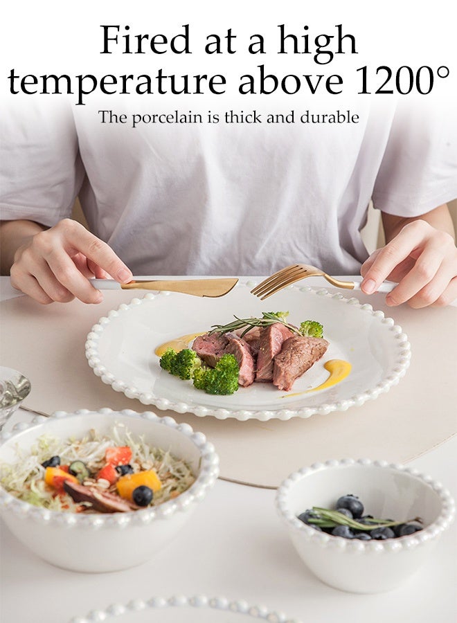 DUNISO 4-Piece Eco-Friendly and Food-Grade Ceramic Dinnerware set，High Quality Porcelain Set，Dishware Set Includes 1*10 inch Plate, 1*8 inch Plate，1*4.5 inch Bowl，1*6 inch Bowl - Image 4