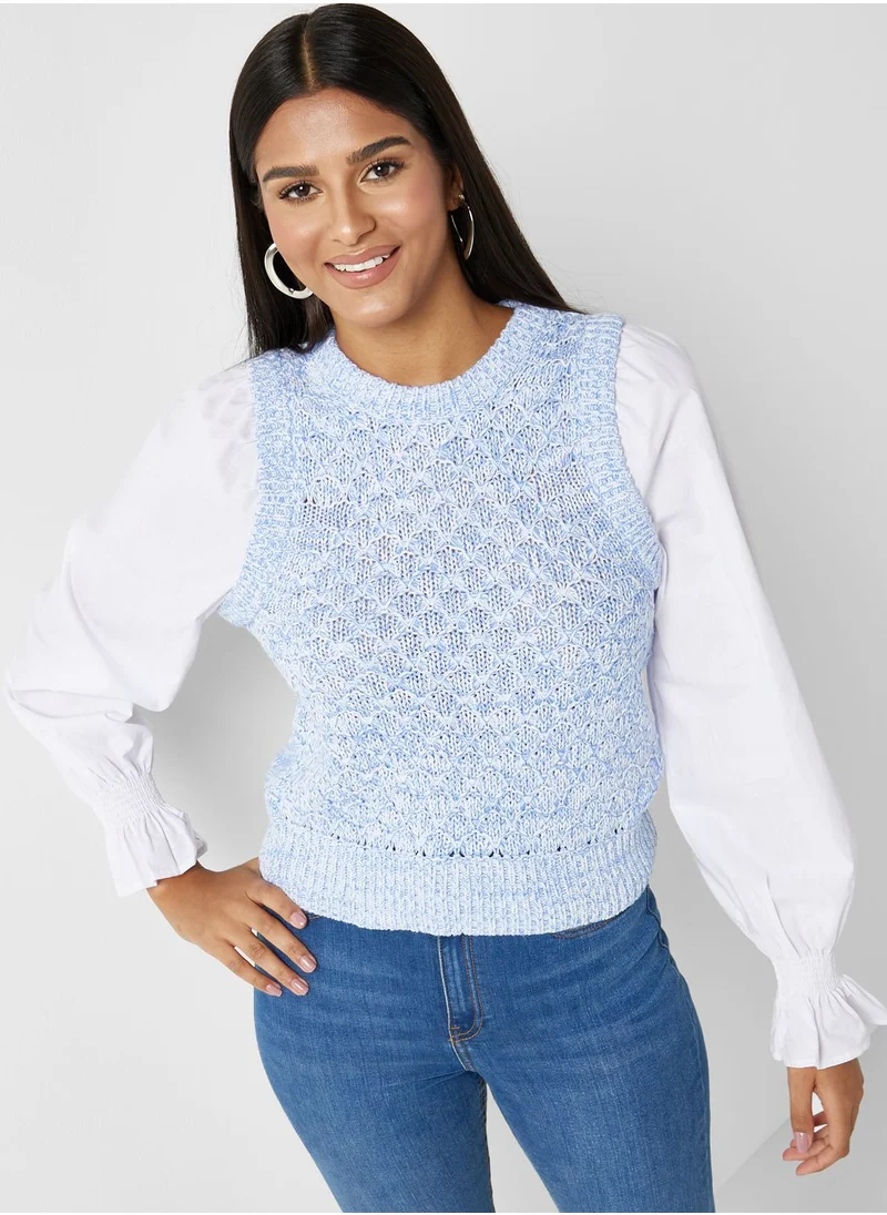 French Connection Puff Sleeve Knitted Sweater
