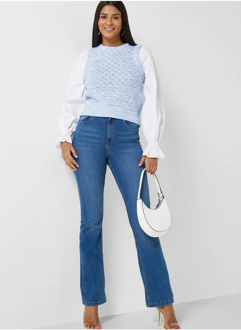French Connection Puff Sleeve Knitted Sweater