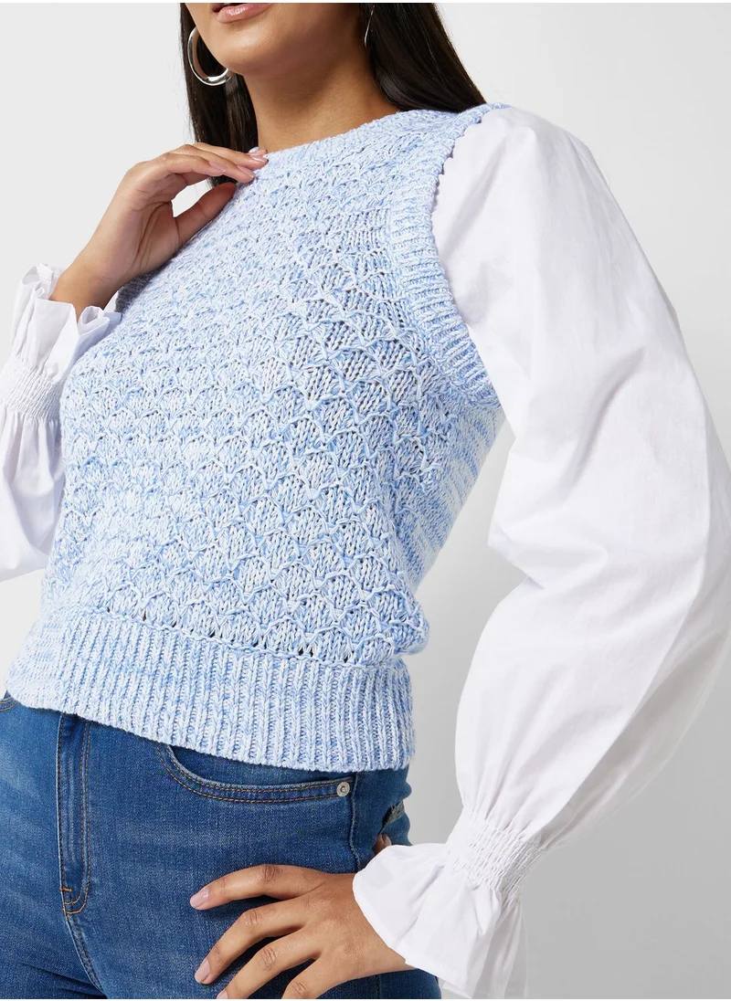French Connection Puff Sleeve Knitted Sweater