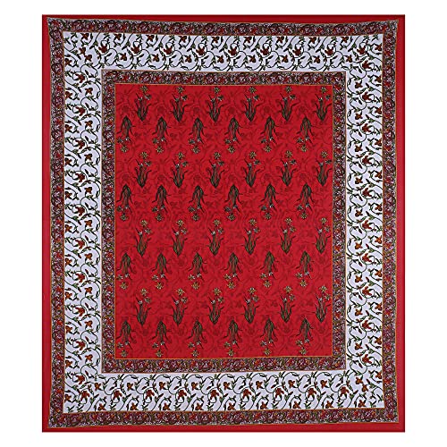 Ealth Kart Premium 100% Cotton Rajasthani Jaipuri Traditional King Size Double Bedsheet with 2 Pillow Covers (Red) - Image 3