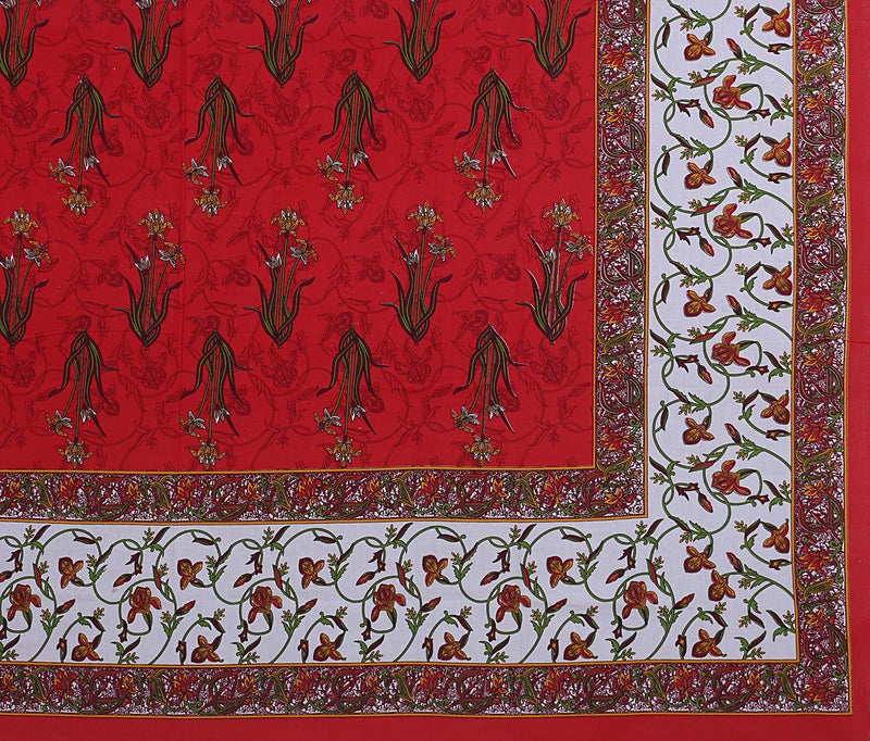 Ealth Kart Premium 100% Cotton Rajasthani Jaipuri Traditional King Size Double Bedsheet with 2 Pillow Covers (Red) - Image 4