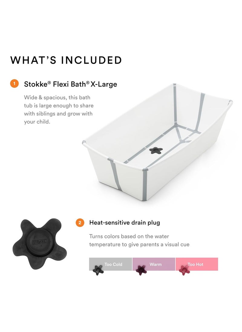 STOKKE - Stokke Flexi Bath X-Large, White - Spacious Foldable Baby Bathtub - Lightweight & Easy to Store - Convenient to Use at Home or Traveling - Best for Ages 0-6 - Image 1