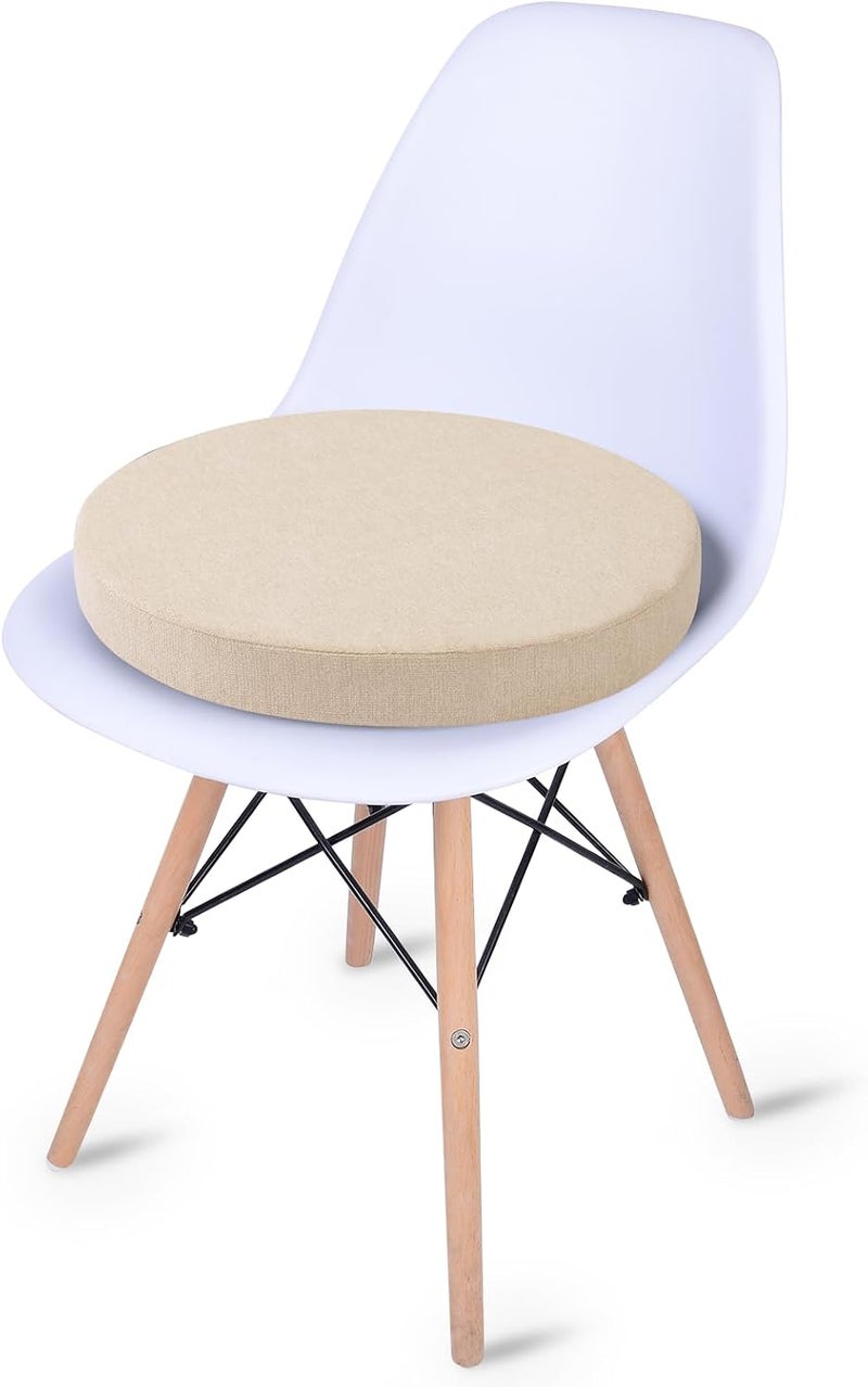Tromlycs Round Chair Seat Cushion Pad 16 inch for Circle Stool Chairs Non Slip Decorative Foam Cushion Pillow, 1 Piece, 16 x 16 inches, White Beige - Image 4