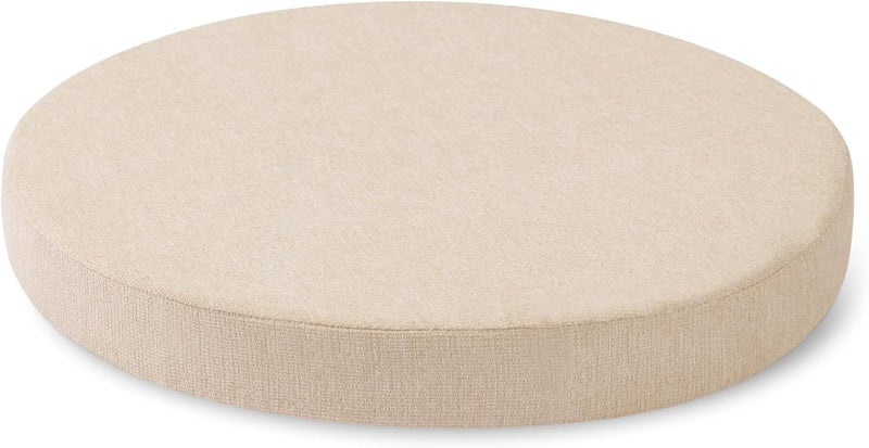 Tromlycs Round Chair Seat Cushion Pad 16 inch for Circle Stool Chairs Non Slip Decorative Foam Cushion Pillow, 1 Piece, 16 x 16 inches, White Beige - Image 1