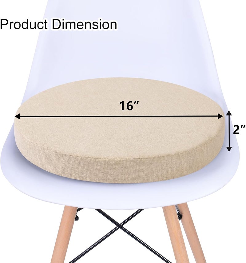 Tromlycs Round Chair Seat Cushion Pad 16 inch for Circle Stool Chairs Non Slip Decorative Foam Cushion Pillow, 1 Piece, 16 x 16 inches, White Beige - Image 3