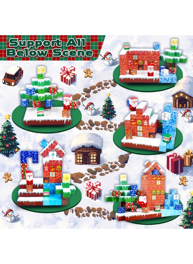 NIBEMINENT Christmas Magnetic Blocks - 150PCS Magnetic Building Blocks Magnet Cubes Stacking, STEM Montessori Sensory Toys for Kids Boys Girls Ages 3-5 6-8 Christmas Holiday Easter Birthday Gifts - Image 3
