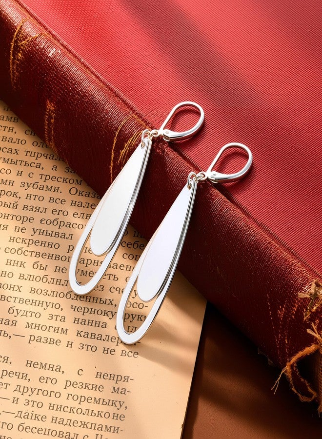 أليكس كرافت أقراط متدلية من الفضة الإسترليني عيار 925 من ALEXCRAFT للنساء، أقراط فضية عصرية مصنوعة يدويًا، متعددة الطبقات، خفيفة الوزن، مضادة للحساسية، مثالية كهدية. - Image 3