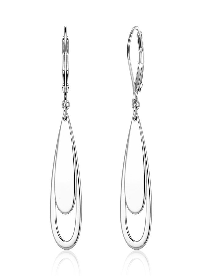 أليكس كرافت أقراط متدلية من الفضة الإسترليني عيار 925 من ALEXCRAFT للنساء، أقراط فضية عصرية مصنوعة يدويًا، متعددة الطبقات، خفيفة الوزن، مضادة للحساسية، مثالية كهدية. - Image 1