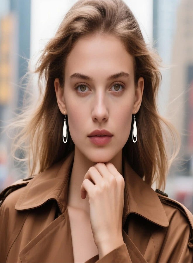 أليكس كرافت أقراط متدلية من الفضة الإسترليني عيار 925 من ALEXCRAFT للنساء، أقراط فضية عصرية مصنوعة يدويًا، متعددة الطبقات، خفيفة الوزن، مضادة للحساسية، مثالية كهدية. - Image 2