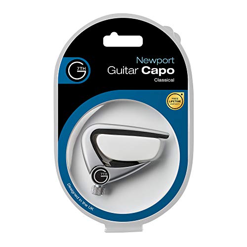 G7th Newport Guitar Capo, Classical Silver - 60mm Low-Profile, Easy to Use Flip Lever Guitar Capo with Fine-Tune Adjustment Knob, Safe Silicone Pads - Perfect for Classical & Flamenco Guitars - Image 3
