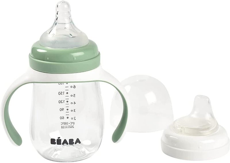 BEABA Béaba 2-in-1 Learning Bottle - Sage Green - Image 1