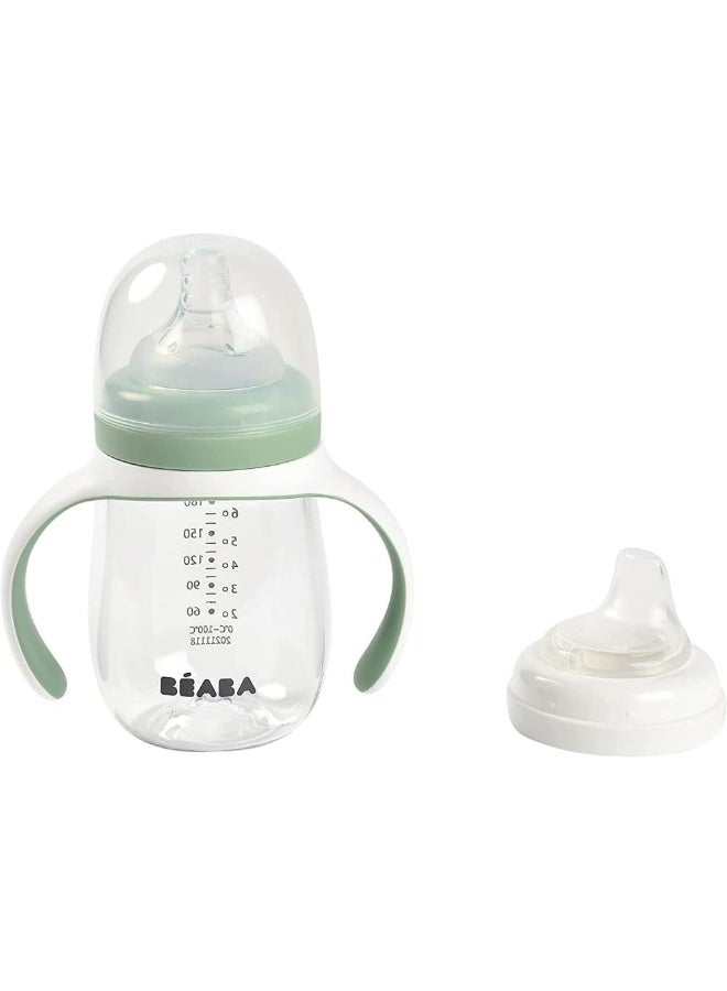 BEABA Béaba 2-in-1 Learning Bottle - Sage Green - Image 3