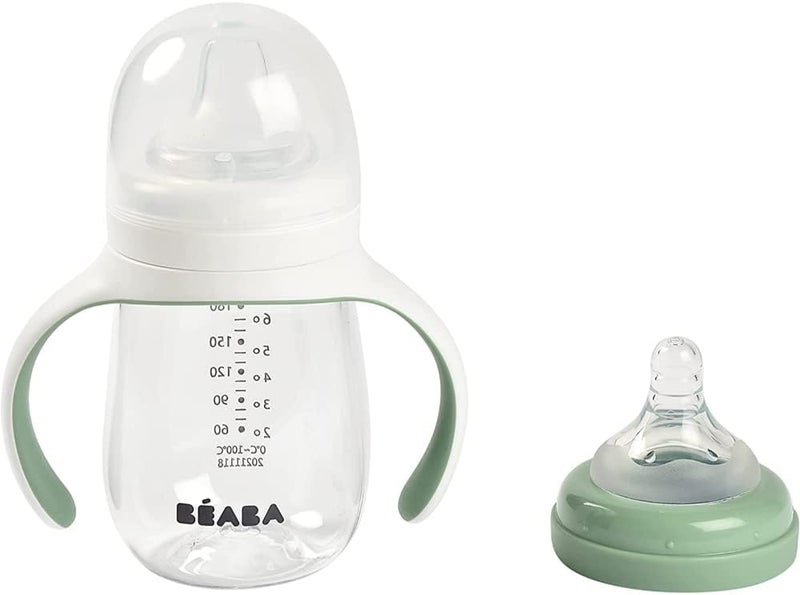 BEABA Béaba 2-in-1 Learning Bottle - Sage Green - Image 4