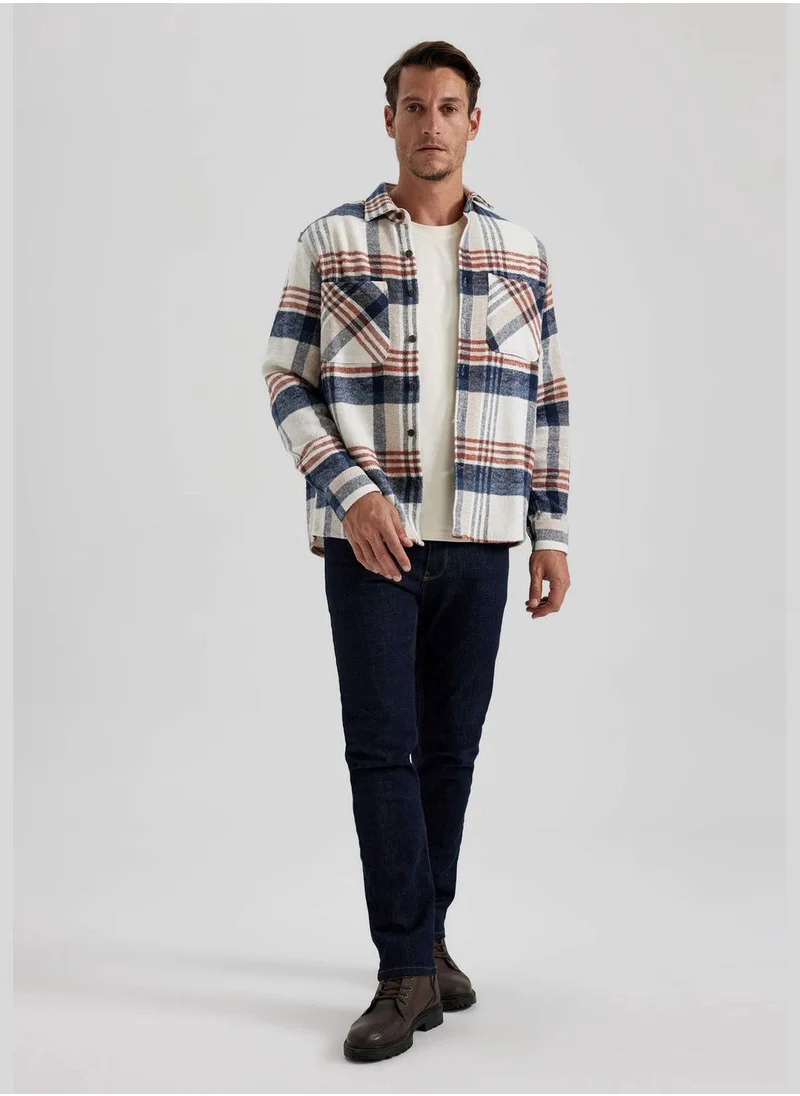 DeFacto Long Sleeve Check Patterned Shirt Jacket