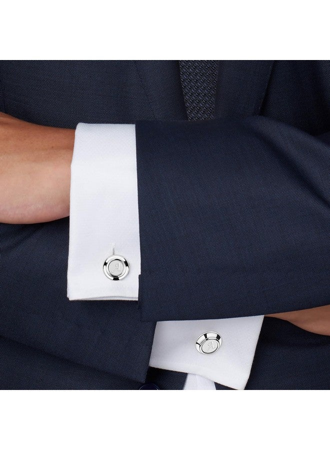 AMITER Mens Cufflinks With Initial A-Z, Classic Silver 26 Letters Cuff Links For Men Business Wedding Shirts - Image 2