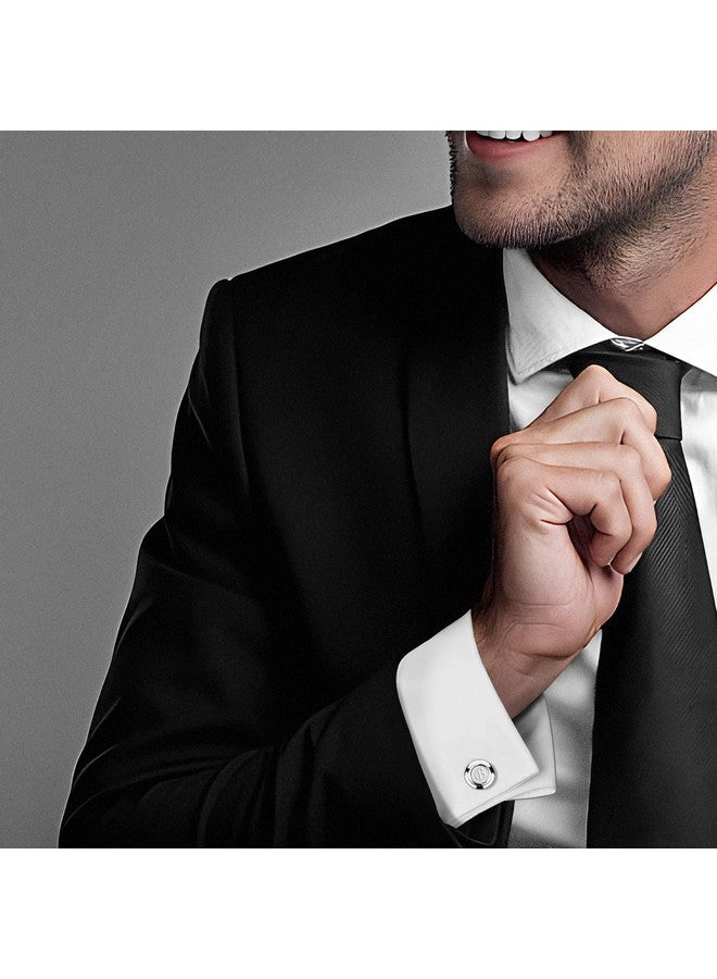 AMITER Mens Cufflinks With Initial A-Z, Classic Silver 26 Letters Cuff Links For Men Business Wedding Shirts - Image 3