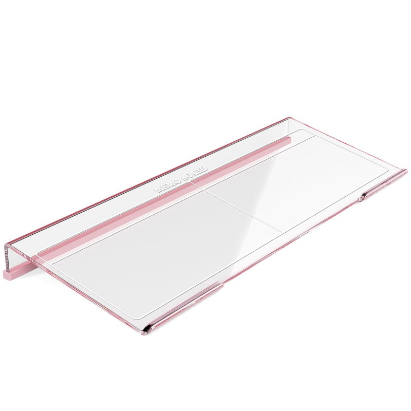 Rulyyo Ergonomic Computer Keyboard Stand - 17 Inch Clear Acrylic Keyboard Riser for Desk Tilted Keyboard Holder Tray with Memo Board & Pink Non-Slip Strip for Home Office Easy Typing & Working - Image 1