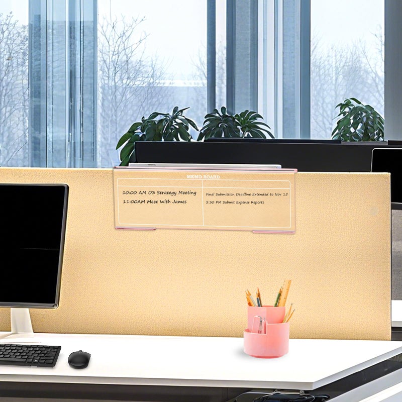 Rulyyo Ergonomic Computer Keyboard Stand - 17 Inch Clear Acrylic Keyboard Riser for Desk Tilted Keyboard Holder Tray with Memo Board & Pink Non-Slip Strip for Home Office Easy Typing & Working - Image 2