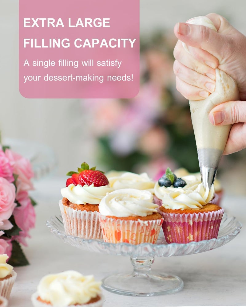 duskeep Store 24 Inch Extra Large Piping Bags Disposable, 100 Pieces Icing Bags, Tipless Piping Bags, Thickened Pastry Bags, Non-Slip & Anti-Burst, Frosting Piping Bags for Cakes Cookies Decoration - Image 3