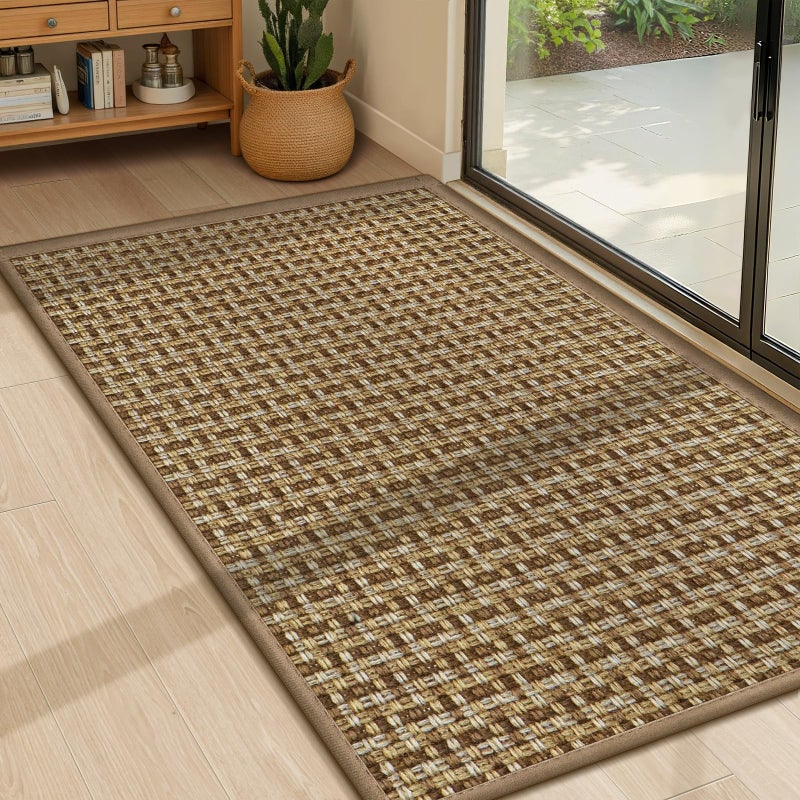 LEKEEPGO Door Mat Indoor Entrance 24"x36", Absorbent Indoor Door Mat, Non Slip Rubber Backing Inside Door Mats, Washable Floor Mat, Low-Profile Doormat for Front Door, Entryway, Entrance, Brown - Image 1
