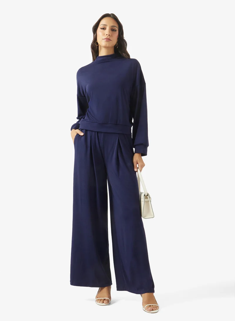 Ella  Top With Front Pleat Pant Set for Women | Best Price UAE