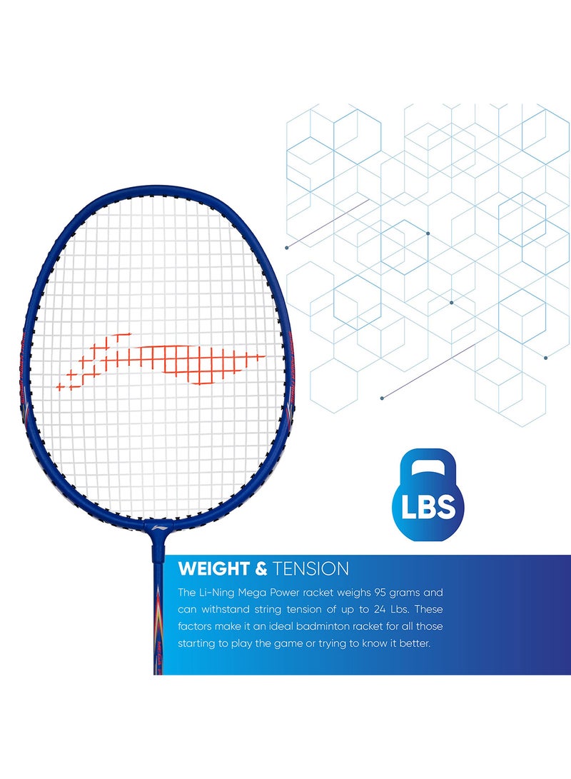Li-Ning Mega Power 7 Aluminium Strung Badminton Racket with Full Racket Cover | For Beginners | 95 grams | Maximum String Tension - 24lbs - Image 4