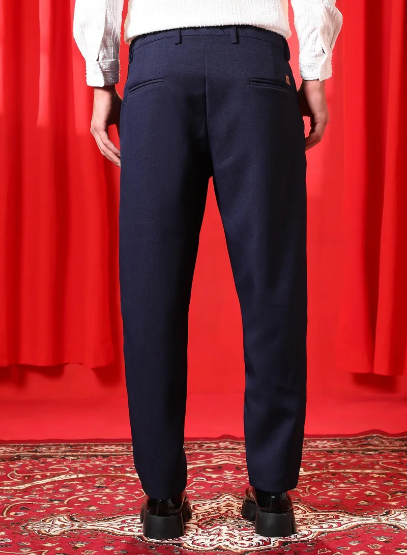 CAHOOT  Men's Prussian Blue Tailored Linen-Blend Trousers for Men | Best Price UAE