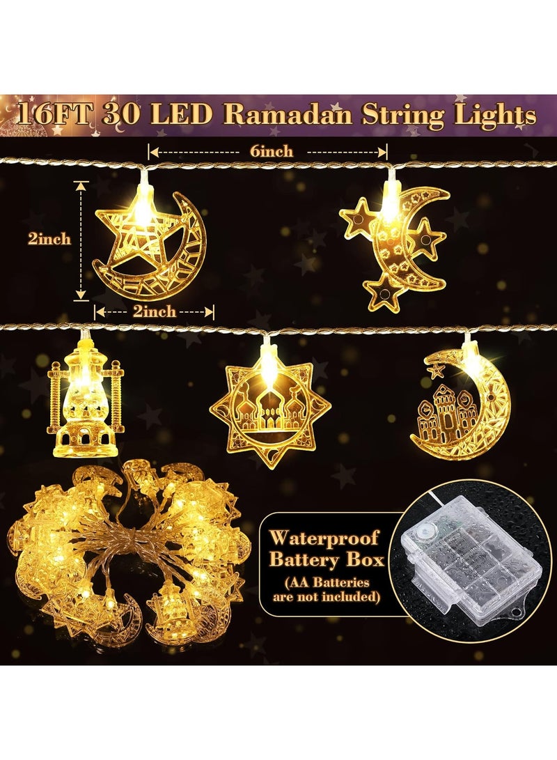 16ft 30 LEDs Ramadan Eid String Light, Battery Operated Lights for Ramadan Mubarak Kareem Indoor Outdoor Decor Home Decoration Party - Image 2