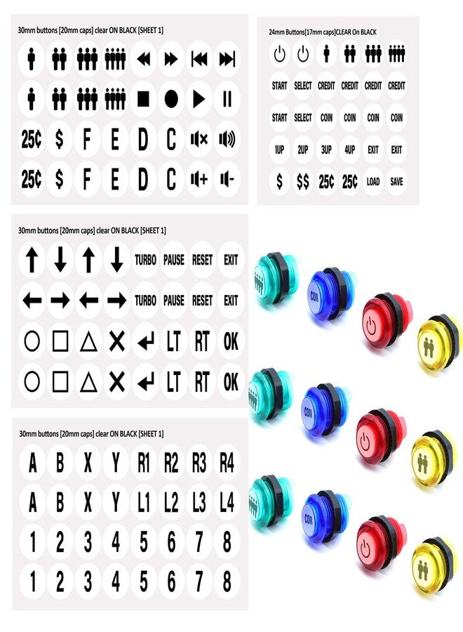 Neyyuse Arcade Buttons Decals,Game Button Stickers Arcade Button Cap Labels,24mm/30mm Sizes,Remote Control Stickers - Image 2