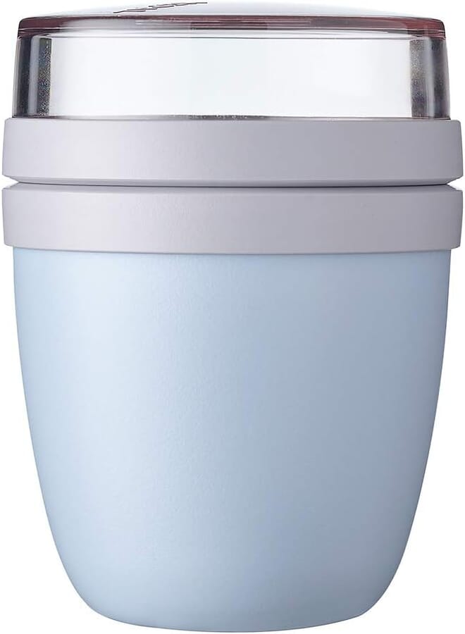 Mepal – Lunchpot Ellipse Mini – Practical Yoghurt Cup & Muesli Cup – Separate Compartments for Yoghurt & Muesli - Suitable for Freezer, Microwave & Dishwasher – 300 ml + 120 ml – '22 Nordic Blue