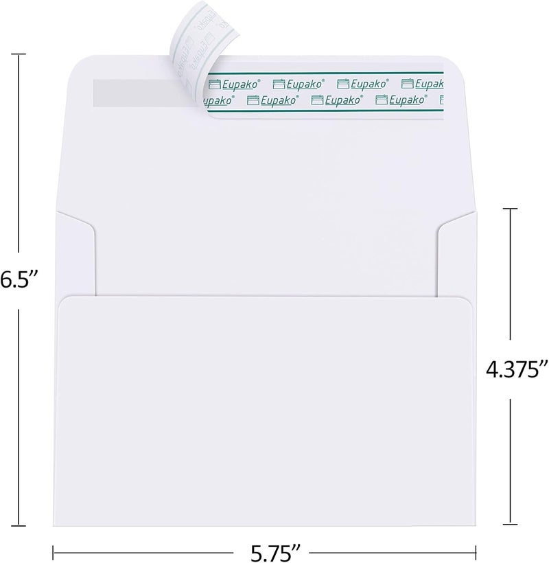 Eupako A2 White Paper Envelopes 100 Pack 4.375x5.75" Invitation Envelopes Self Seal for RSVP, Wedding, Thank you Notes, Greeting Cards, Photos, Announcements - Image 2