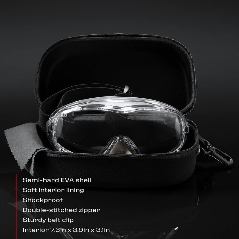 NoCry Protective Goggle Case; Fits Most Goggles; Semi Hard, Water Resistant and Shockproof Outer Shell; Reinforced Zipper; Belt Clip; Designed to Fit All Safety Goggles; Black - Image 3
