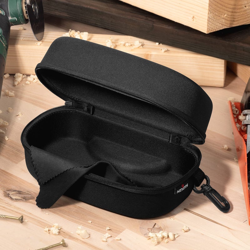 NoCry Protective Goggle Case; Fits Most Goggles; Semi Hard, Water Resistant and Shockproof Outer Shell; Reinforced Zipper; Belt Clip; Designed to Fit All Safety Goggles; Black - Image 4