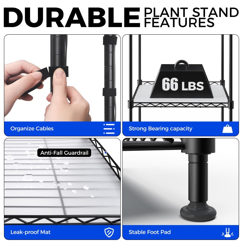Barrina CX83 Plant Shelf with Grow Light, 5-Tier, Plant Stand with 10W Ultra-Thin Grow Light Panels for Hydroponics, Seedlings, Succulents, Flowers, Veg, 3/6/12h Timer, 15.7" L x 11.8" W x 59.1" H - Image 2