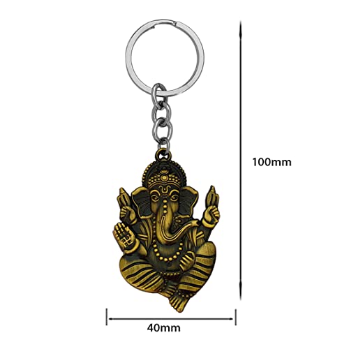 M Men Style Hindu God of Beginnings Lord Shree Ganesh Shiva' Son Locket with Chain Green Zinc Metal 00 Keychain and Keyring Gift for Men and Women - Image 2